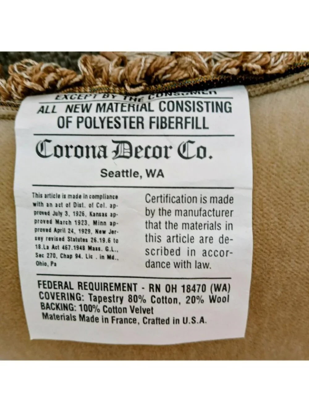 Corona Decor Chinoiserie Tapestry Pillow Tassel Cotton Wool 10x10